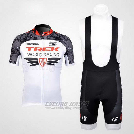 2012 Cycling Jersey Trek White and Gray Short Sleeve and Bib Short